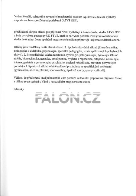Písemné přijímací testy APTV - záda