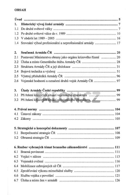 Příprava občanů k obraně státu - obsah 1