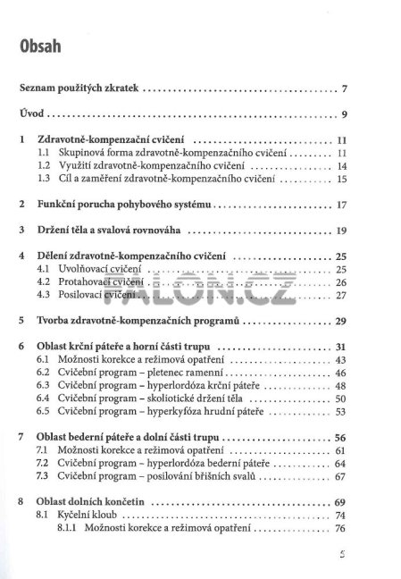 Zdravotně kompenzační cvičení - obsah 1